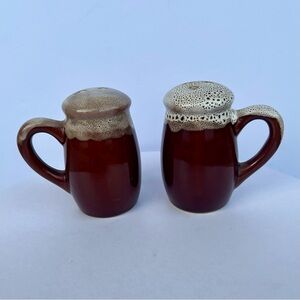 Brown Ceramic Salt and Pepper Shakers Cottage Series